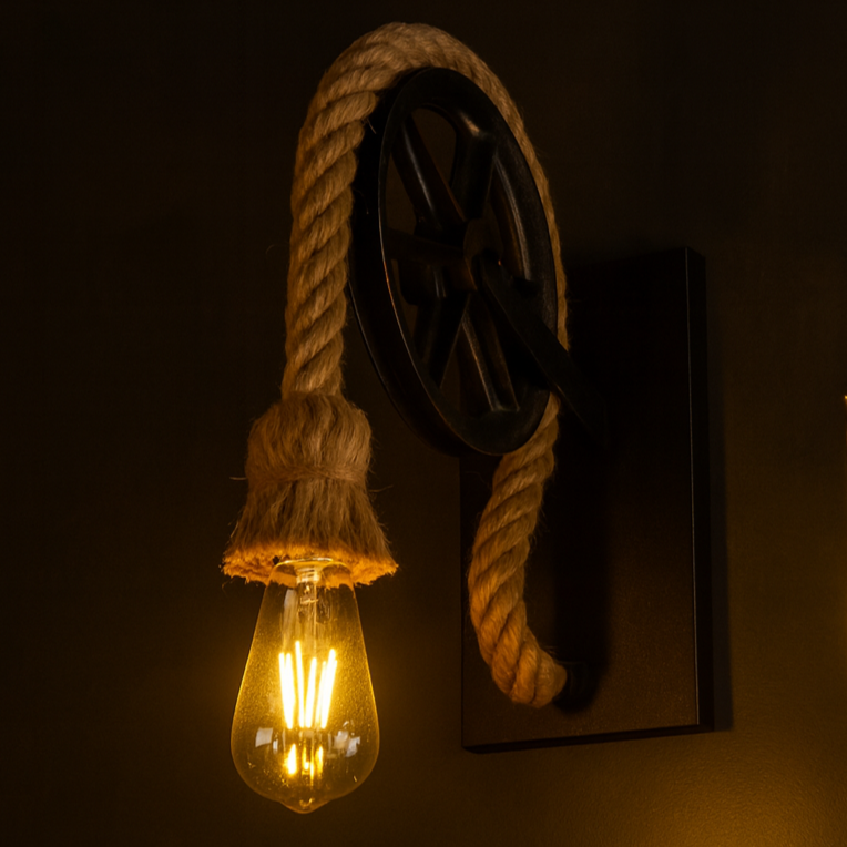 Vintage Edison Bulb Wall Sconce with Pulley
