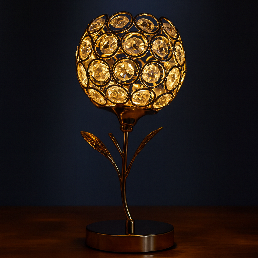 Hand Crafted Metal Gold Side Table Lamp