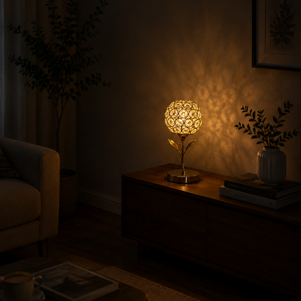 Hand Crafted Metal Gold Side Table Lamp