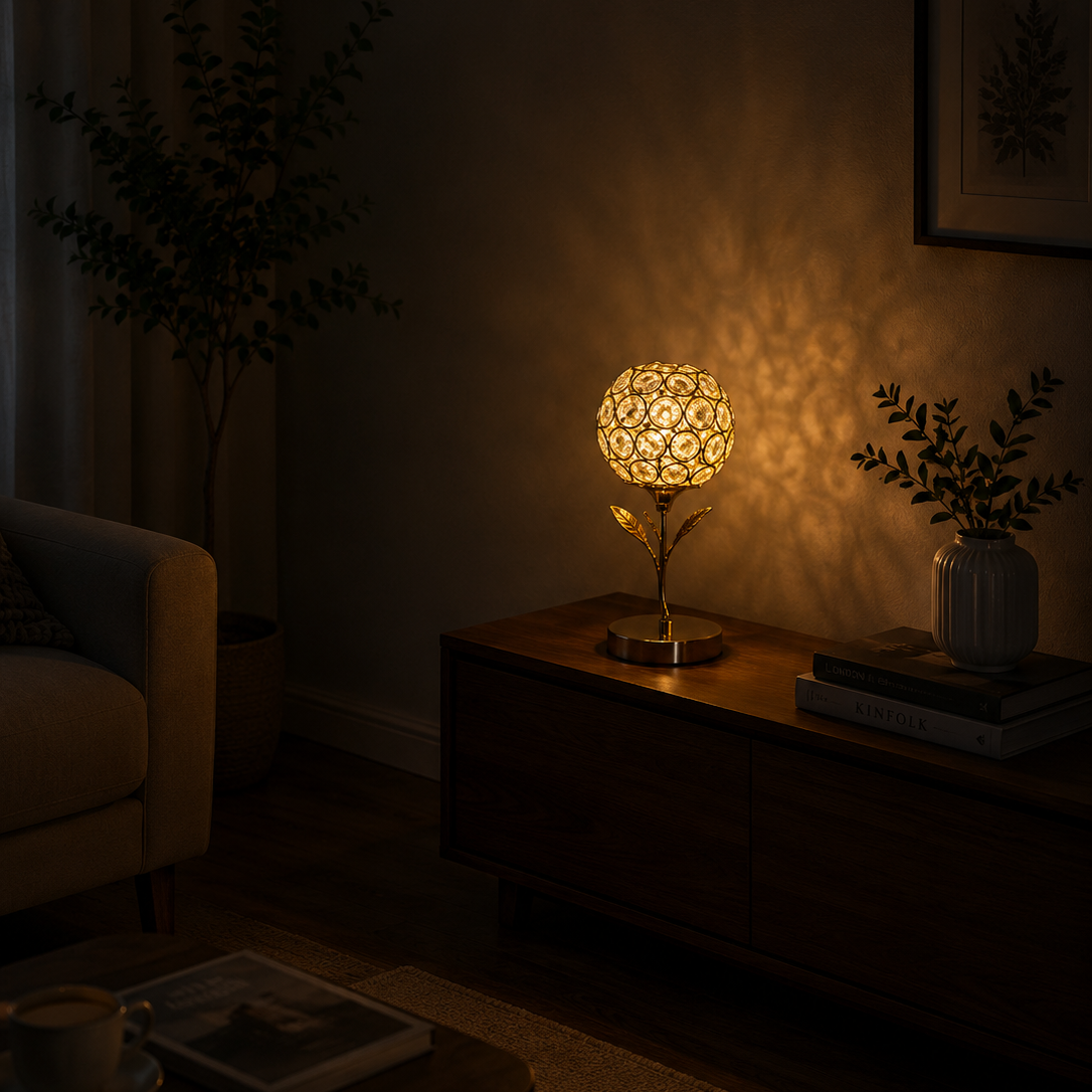 Hand Crafted Metal Gold Side Table Lamp