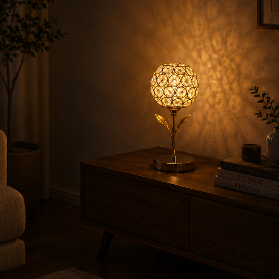 Hand Crafted Metal Gold Side Table Lamp