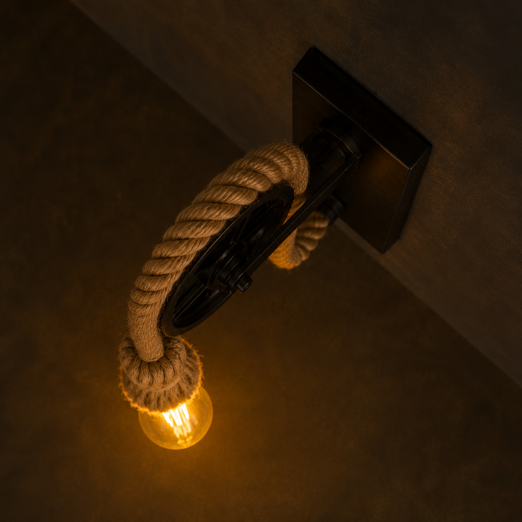 Vintage Edison Bulb Wall Sconce with Pulley