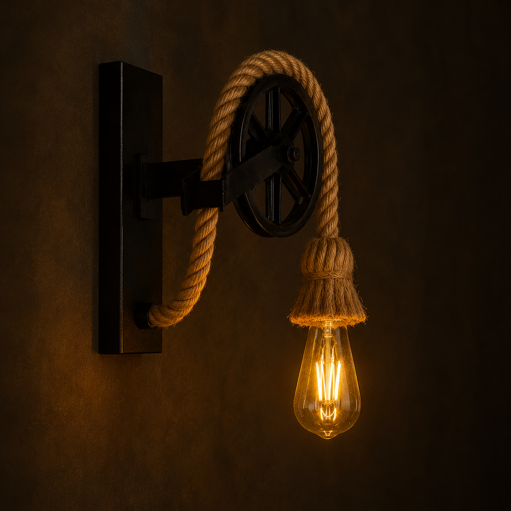 Vintage Edison Bulb Wall Sconce with Pulley